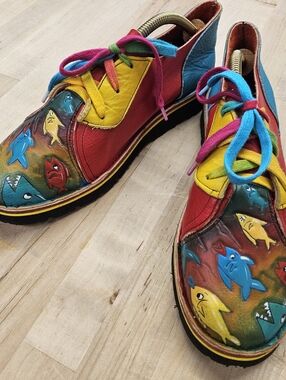 Those Shoes Custom Made Handpainted Size 7 Women's Leather Unique Fish